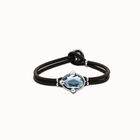 Leather bracelet with blue oval faceted crystal